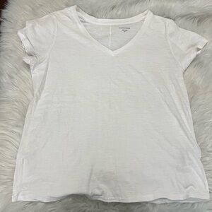 Eileen Fisher Classic White V-Neck Tee
